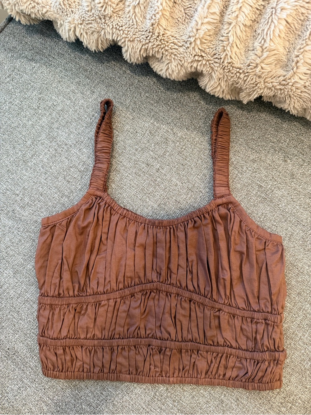 Faithfull the Brand Brown Ruched Cropped Tank
